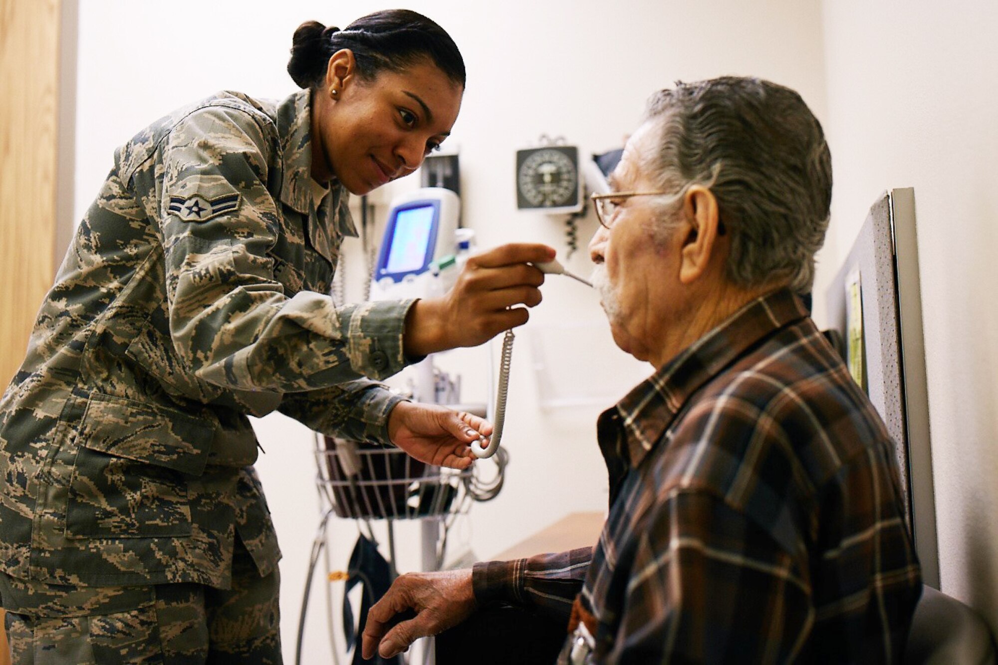 Then Airmen First Class Nicole Moore, a medical technician stationed at Joint Base San Antonio – Lackland, was one of the first responders treating patients after the attack at Bagram Air Base in Afghanistan on Nov 12, 2016. As a recipient of the 2017 Outstanding Airman of the Year award, Moore was recognized for her dedication to the principles of patient-centered Trusted Care. (Courtesy photo)