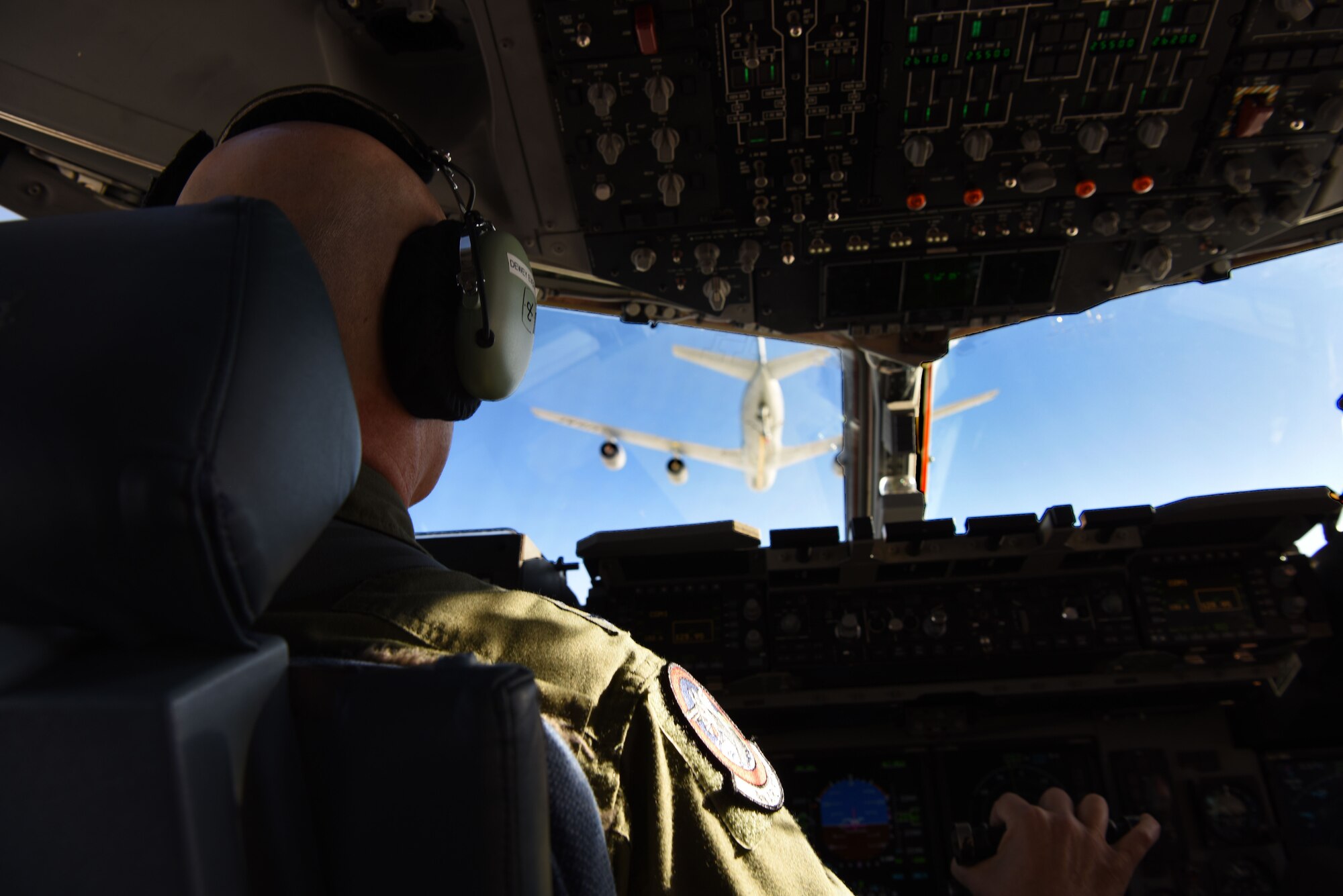 Gen. Carlton D. Everhart II, Air Mobility Command commander, moves C-17 Globemaster III into pre-contact position during an air refueling near Joint Base Lewis-McChord, Wash., Jan. 25, 2018. The C-17 is what gives McChord Field its capability for readiness. (U.S. Air Force photo by Senior Airman Tryphena Mayhugh)