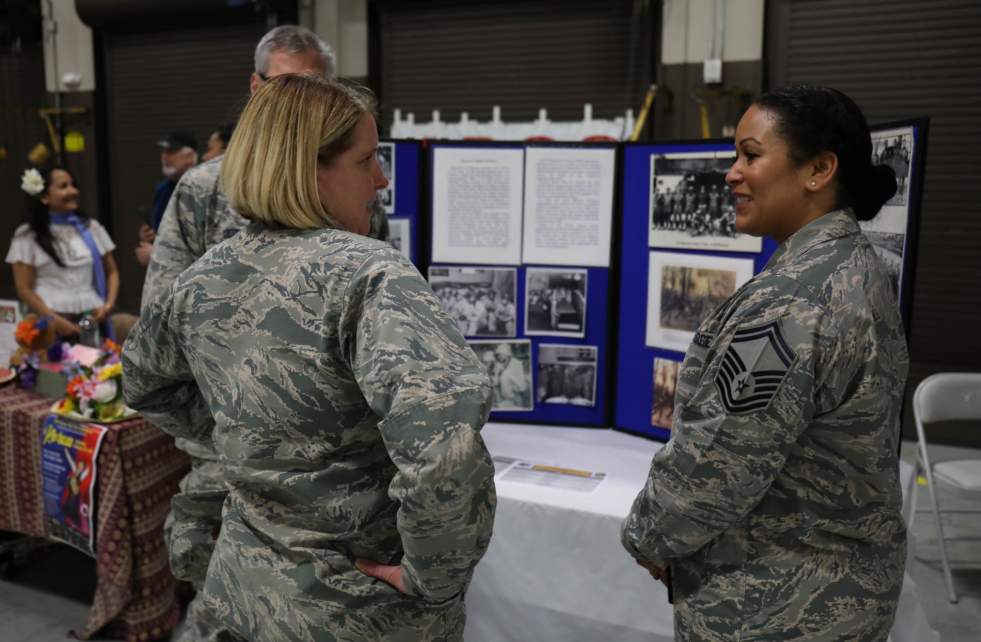 Senior Master Sgt. Lark Dahl, a recruiter from the 446th Airlift Wing, speaks about the history of the Buffalo Soldiers during Diversity Day Jan. 19, 2018, on Joint Base Lewis-McChord. The event was celebrated by discussing cultural differences between service members with free barbecue served to personnel assigned to JBLM.