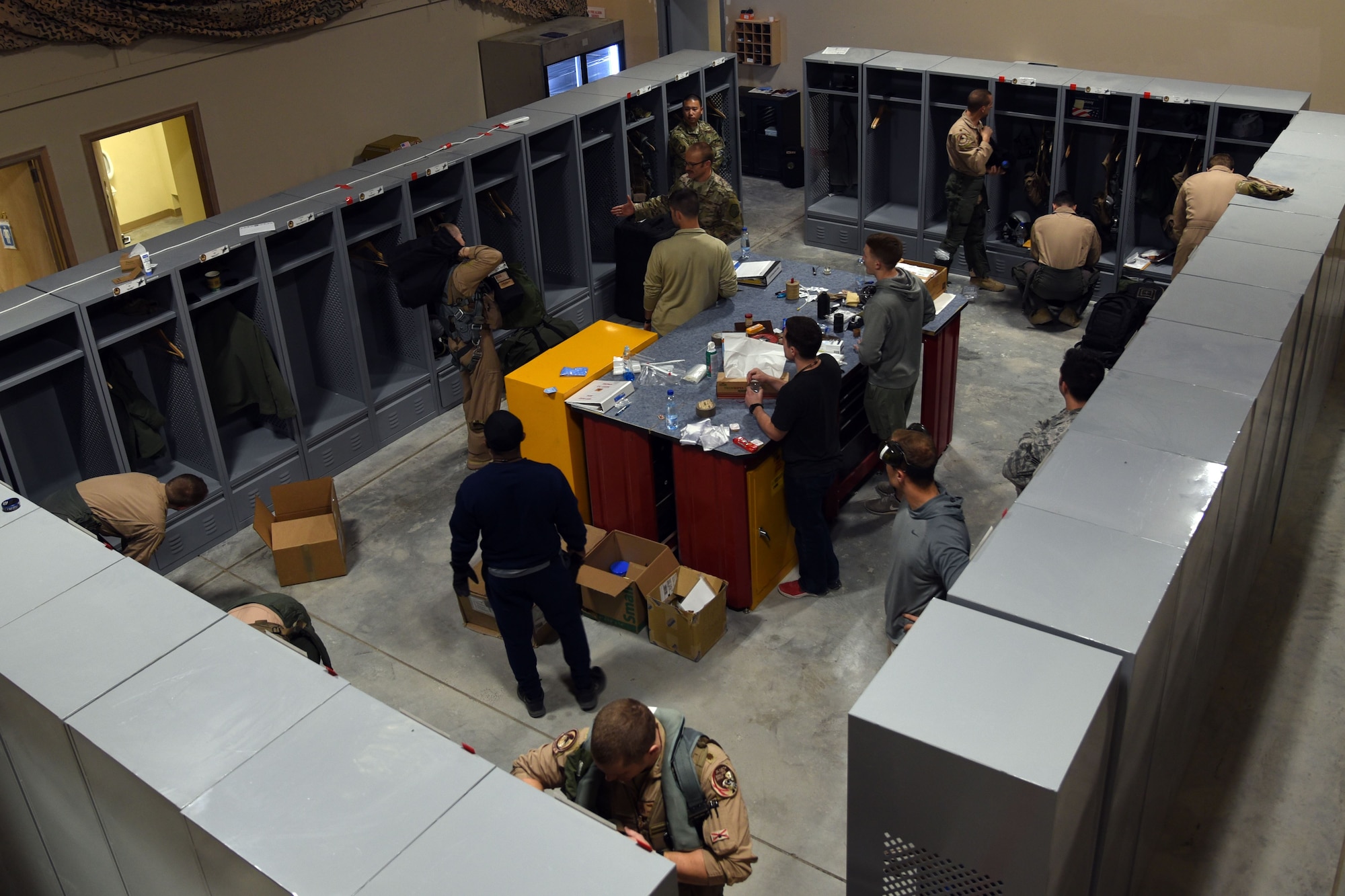 Pilots assigned to the 100th Expeditionary Fighter Squadron prepare for their final mission while at an undisclosed location in Southwest Asia Jan. 20, 2018. The 100th EFS’ lineage is traced back to the Tuskegee Airmen, a celebrated African American fighter squadron in World War II. (U.S. Air Force photo by Staff Sgt. Joshua Edwards/Released)