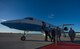 Secretary of the Air Force Heather Wilson boards an aircraft for departure Jan. 25, 2018, at Andersen Air Force Base, Guam. During a brief refueling stop, Wilson met with Andersen Airmen and learned more about their mission in the Indo-Asia-Pacific region. (U.S. Air Force photo by Staff Sgt. Alexander W. Riedel)