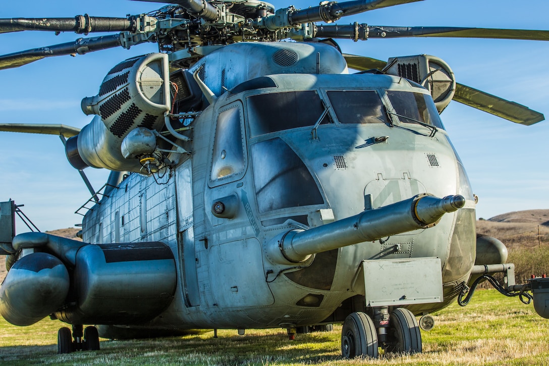 A Sikorsky CH-53E Super Stallion assigned with Marine Heavy Helicopter Squadron 361 wait for training to start for the day aboard Camp Pendleton, Calif. January 26, 2018. HMH-361 continuously conducts training exercises to prepare for future deployments and maintain mission readiness.