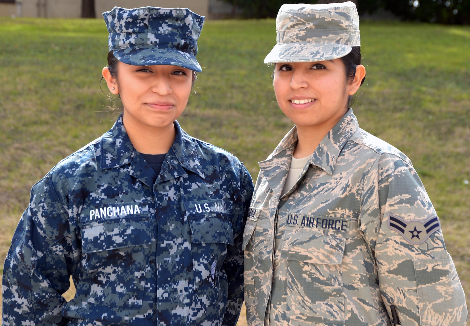 Sisters and service members, Navy Seaman Michelle Panchana (left) and Air Force Airman 1st Class Gisella Panchana (right) were students together at the Medical Education and Training Campus at Joint Base San Antonio-Fort Sam Houston from August 2017 to January 2018. Airman Panchana graduated from the METC Radiology Program Jan. 30, while Seaman Panchana is scheduled to complete the METC Pharmacy Program in April.