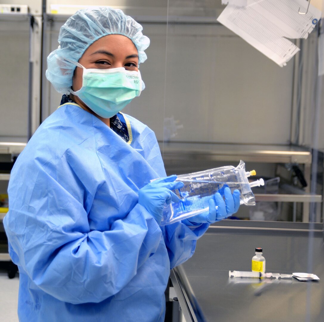 Navy Seaman Michelle Panchana works in the pharmacy laboratory at the Medical Education and Training Campus at Joint Base San Antonio-Fort Sam Houston. She is training to become a pharmacy technician in the METC Pharmacy Program and is scheduled to graduate in April.