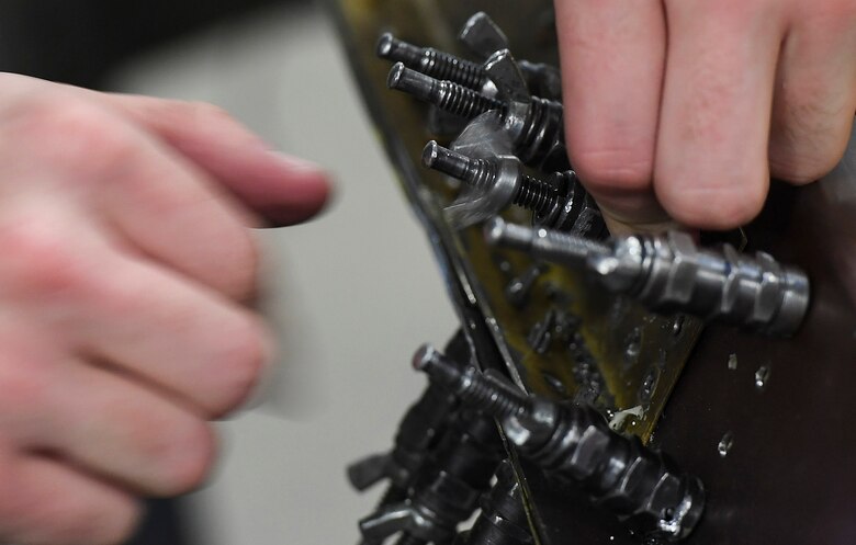 The 5th Maintenance Squadron aircraft structural maintenance shop is responsible for repairing damage and wear to B-52H Stratofortresses at Minot Air Force Base, N.D. Structural maintenance also provides equipment maintenance and special support for the Minuteman III missiles and UH-1N Iroquois helicopters.