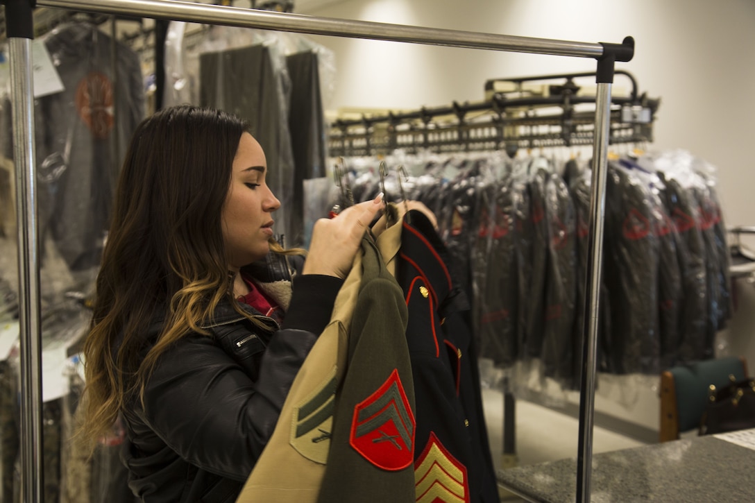Jasmine Templin, the dry-cleaner’s supervisor, checks the receipt of an alteration order at the dry-cleaners on Marine Corps Air Station Yuma, Ariz., Jan. 10, 2017. The station dry-cleaners is a service provided by the Marine Corps Exchange (MCX) to Marines and civilians, which provides them the opportunity to get their garments cleaned, pressed, fitted, altered or a combination of services if needed. (U.S. Marine Corps photo taken by Cpl. Isaac Martinez)