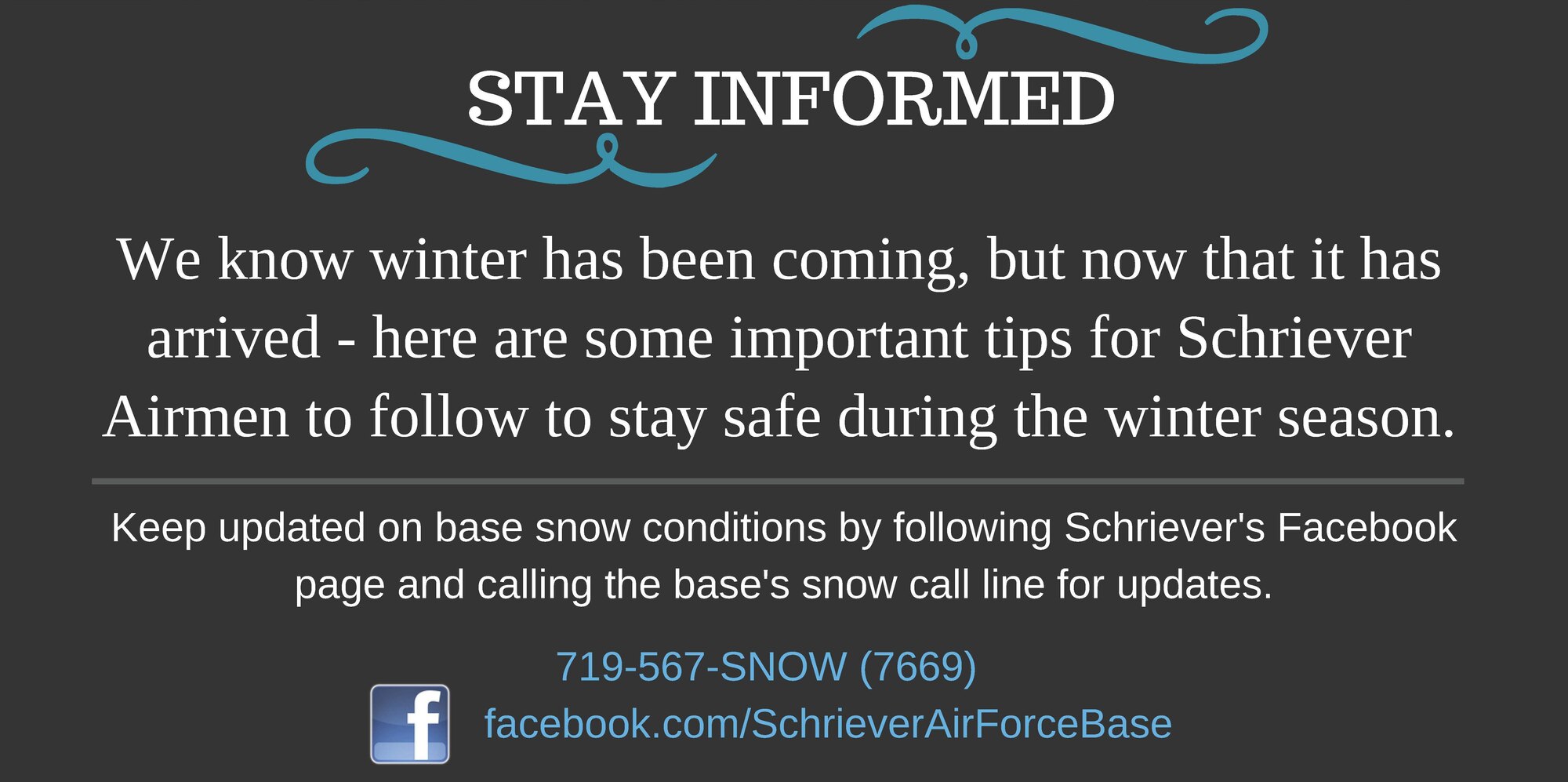 Several tips to stay safe this winter are to check weather reports, perform an inspection on your car, have snow tires on vehicles and dress warm.