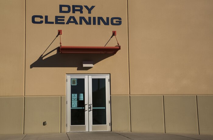 Marine Corps Air Station (MCAS) Yuma’s station dry-cleaners sits, unbothered, behind the Marine Corps Exchange on MCAS Yuma, Ariz., Jan. 11, 2017.  The station dry-cleaners is a service provided by the MCX to Marines and civilians, which provides them the opportunity to get their garments cleaned, pressed, fitted, altered or a combination of services if needed. (U.S. Marine Corps photo taken by Cpl. Isaac Martinez)