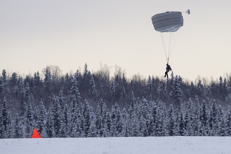 Alaska Air National Guard Rescue Squadrons conduct precision parachute training at JBER
