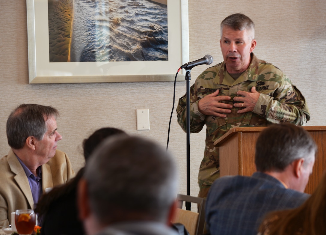 Lt. Gen. Todd Semonite, commanding general of the U.S. Army Corps of Engineers, discusses the national perspective of the Corps’ civil works program, among other topics, during the Jan. 18 California Marine Affairs and Navigation Conference in San Pedro, California.