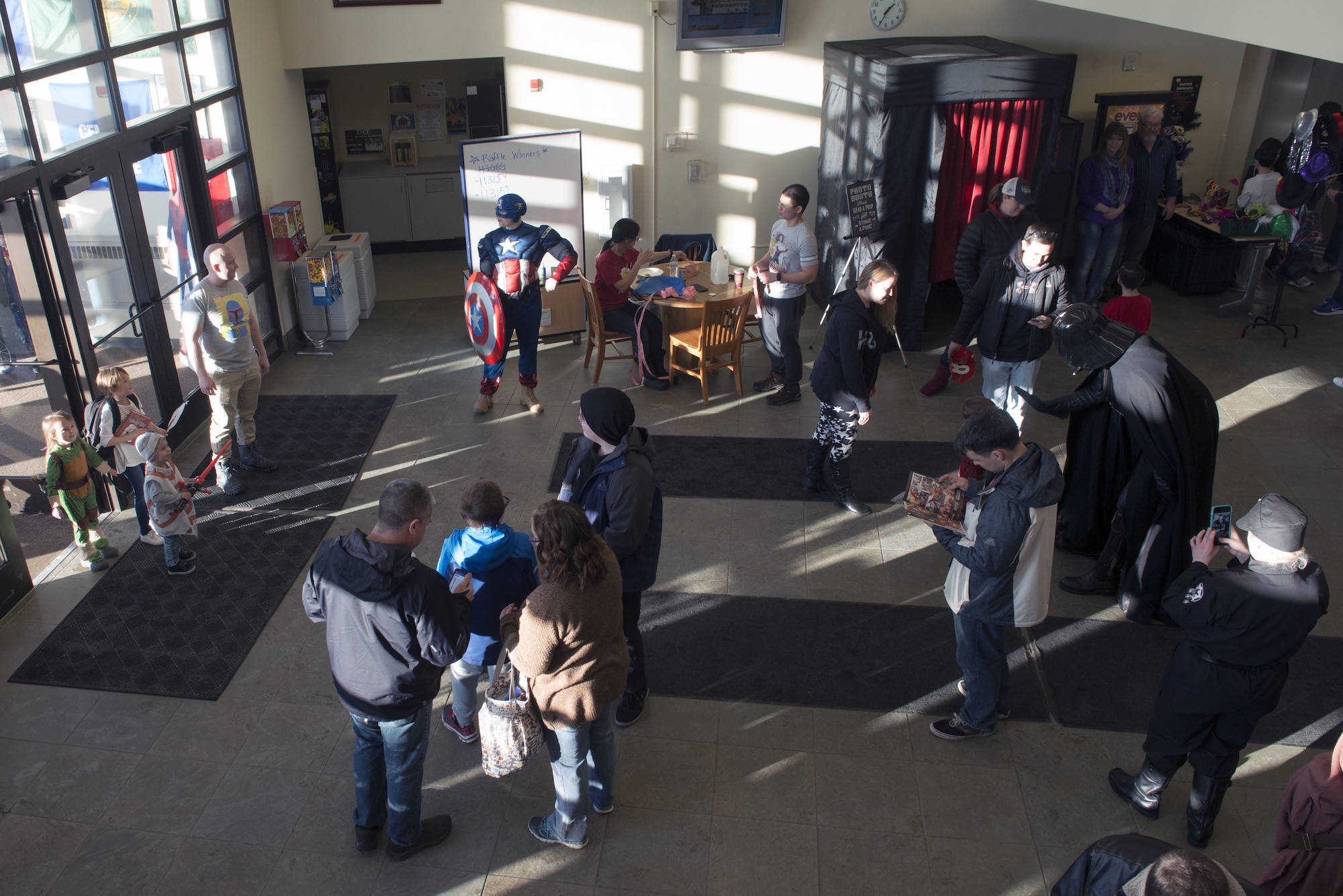 Patrons of all ages enter the Joint Base Elmendorf-Richardson Library during their 4th Annual Comic Con, Jan. 27, 2018. The event included cosplay, a trivia contest, arts and crafts, and many more activities.