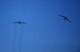 Two B-52H Stratofortresses fly over Minot Air Force Base, N.D., Jan. 30, 2018. The aircraft returned from a deployment to the United Kingdom, where they conducted theater integration and flying training operations. (U.S. Air Force photo by Tech. Sgt. Jarad A. Denton)