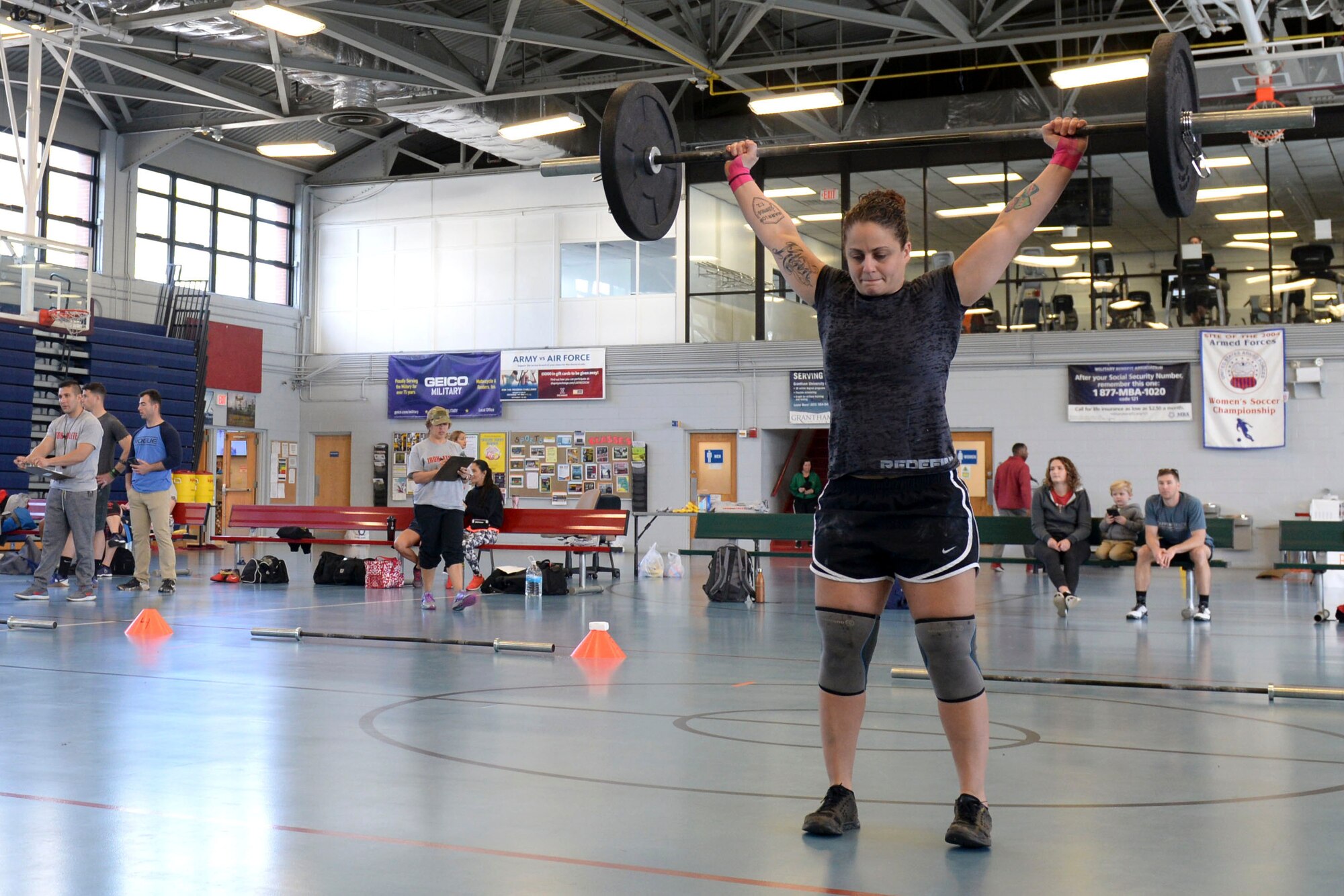 U.S. Army Reserve Sgt. Christina Buonomo, avionics mechanic, 2nd Battalion, 224th Aviation Regiment, competes in a deadlift challenge held in Fort Eustis' Anderson Field House at Joint Base Langley-Eustis, Va., Jan. 27, 2018.