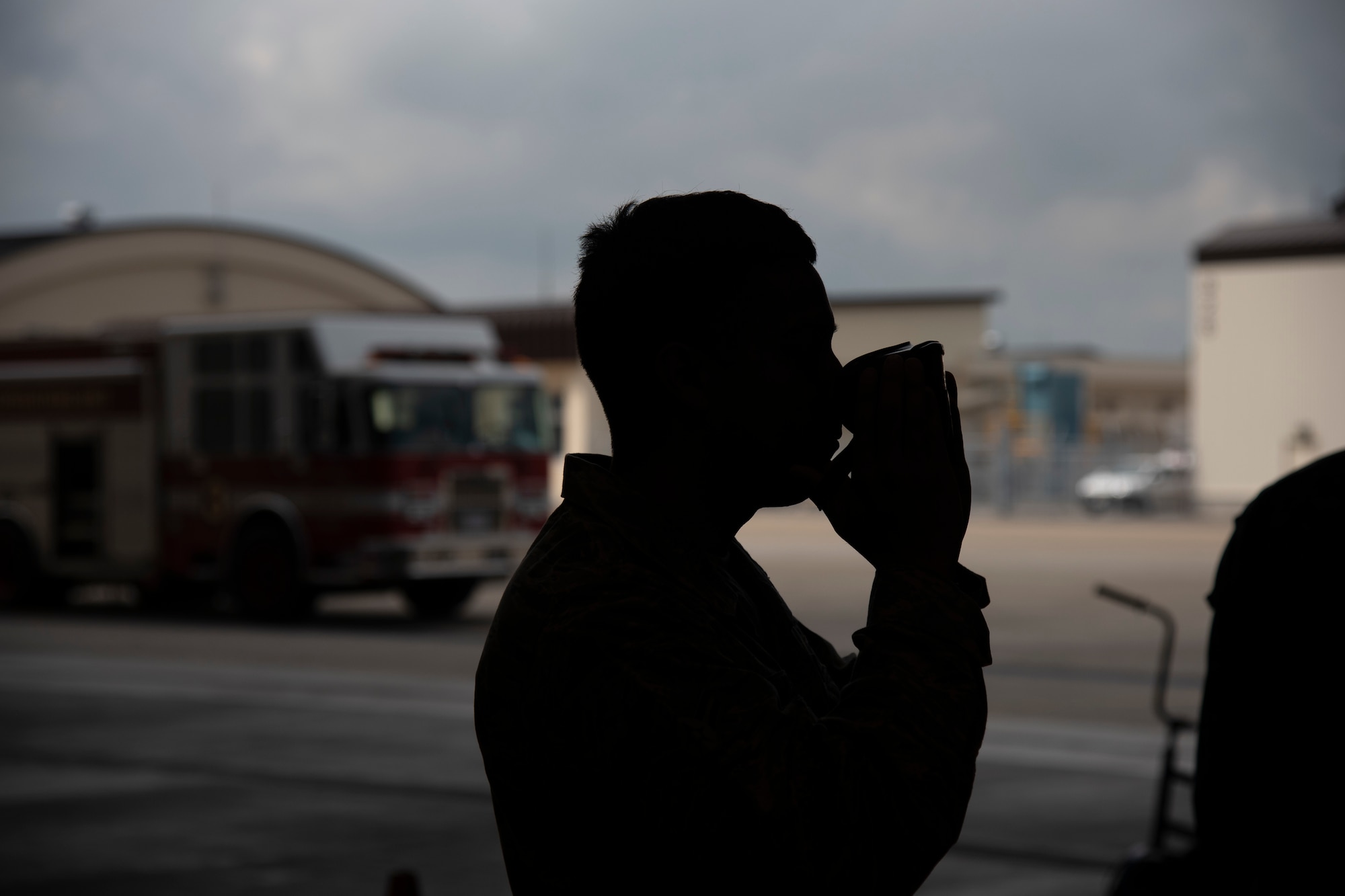 U.S. Air Force Airman 1st Class Adam Cardona, a 35th Civil Engineer Squadron firefighter, puts a pair of Fatal Vision goggles on during the 75th Safety Convention held at Misawa Air Base, Japan, May 24, 2018. The experience helped participants realize how susceptible they are to the potential danger associated with alcohol impairment while walking, driving or riding a bicycle. (U.S. Air Force photo by Airman 1st Class Collette Brooks)