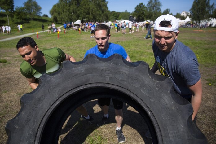 Marines and sailors with Marine Rotational Force-Europe 18.1 raced for a cure and took home the first and fifth place titles at a Norwegian cancer research benefit near Kristiansten Fortress in Trondheim, Norway, June 2.