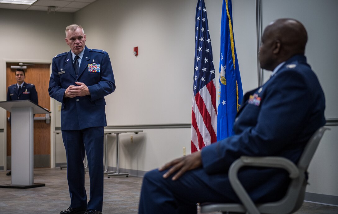 932nd Aeromedical Staging Squadron receives new commander during Assumption of Command ceremony.