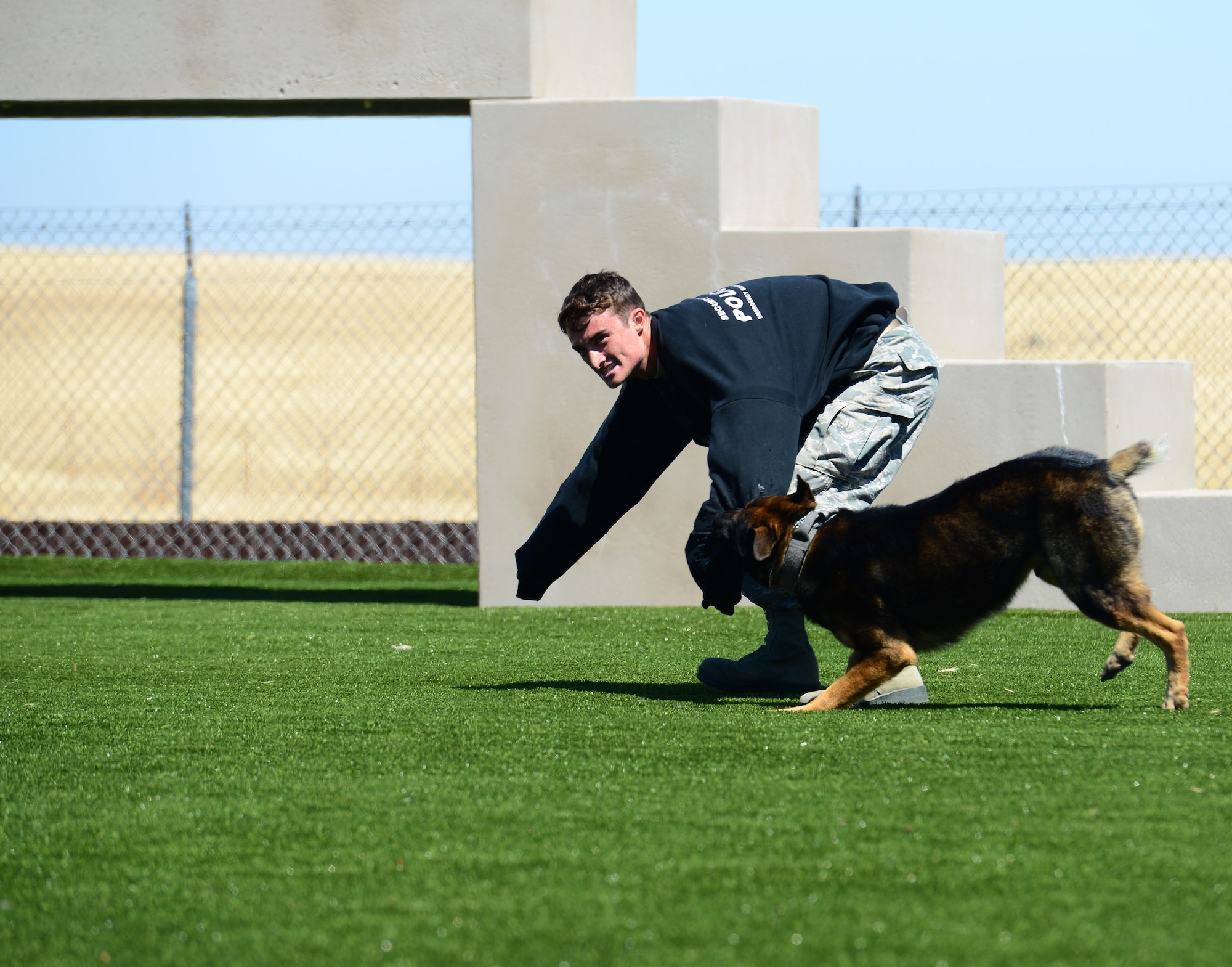 The 9th Security Forces Squadron military working dog unit recently completed a new training area designed to enhance the companionship between handlers and their dogs