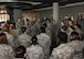 Chief Master Sgt. of the Air Force Kaleth O. Wright talks with Airmen of the 633rd Medical Group during his visit to Joint Base Langley-Eustis, Virginia, June 29, 2018. Wright toured JBLE for two days seeing the day-to-day operations of the different wings and units here. (U.S. Air Force photo by Airman 1st Class Anthony Nin-Leclerec)