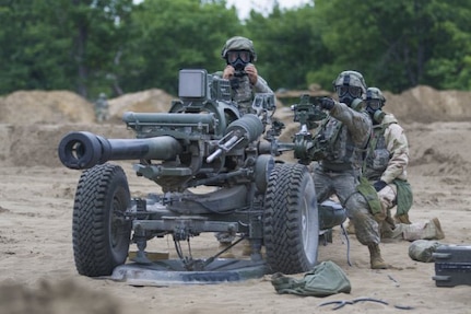 National Guard Soldiers participating in a combat training capability (XCTC) conduct a battery defense, June 13, 2018, at Fort Drum, N.Y.