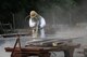 Paint Shop team member C.D. Hobbs completes sandblasting work at Arnold Air Force Base. Sandblasting is one of many duties charged to the Paint Shop at Arnold AFB. (U.S. Air Force photo/Bradley Hicks)