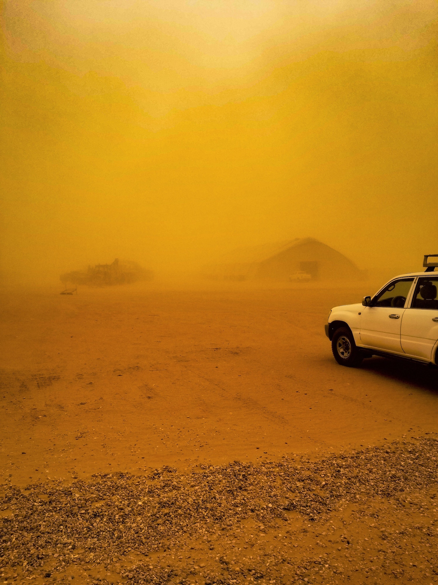 Visibility lowers as a sand storm passes through the region at Nigerien Air Base 201, Niger, June 24, 2018. Visibility can decrease during sand storms depending on the level of severity. (U.S. Air Force courtesy photo by Airman 1st Class Anthony Montero)