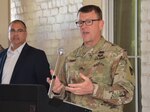 Brig. Gen. Bill Boruff addresses members of the Mission and Installation Contracting Command June 14, 2018, at Joint Base San Antonio-Fort Sam Houston, Texas. Boruff is the commanding general for the MICC.