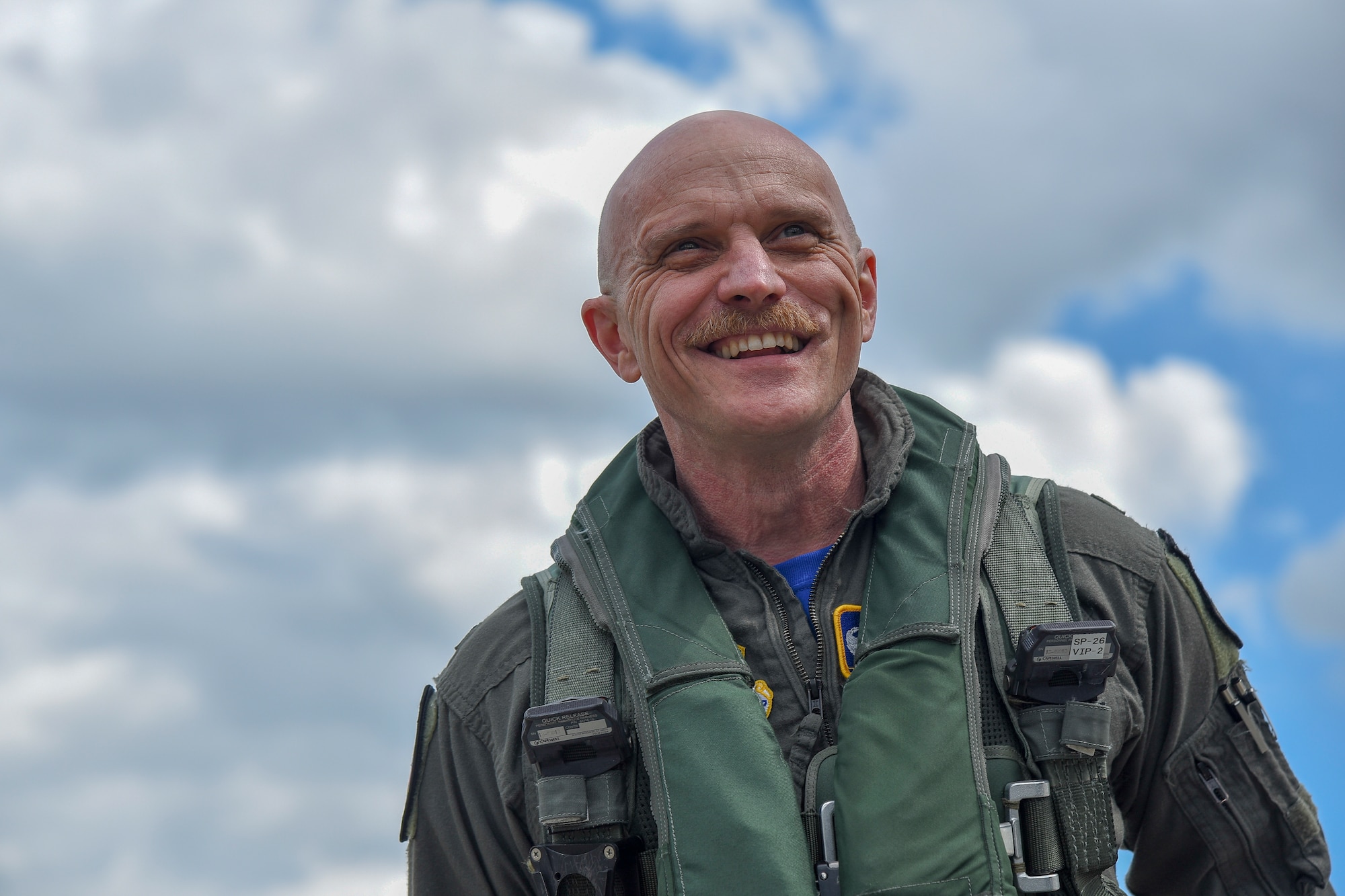 U.S. Air Force Col. R. Scott Jobe, the 35th Fighter Wing commander, smiles before a familiarization flight at Misawa Air Base, Japan, June 22, 2018. The flight gave Jobe, an F-16 Fighting Falcon pilot, an opportunity to experience the responsibilities of an F-2 pilot and further enhance understanding of the aircraft's differences. (U.S. Air Force photo by Airman 1st Class Collette Brooks)