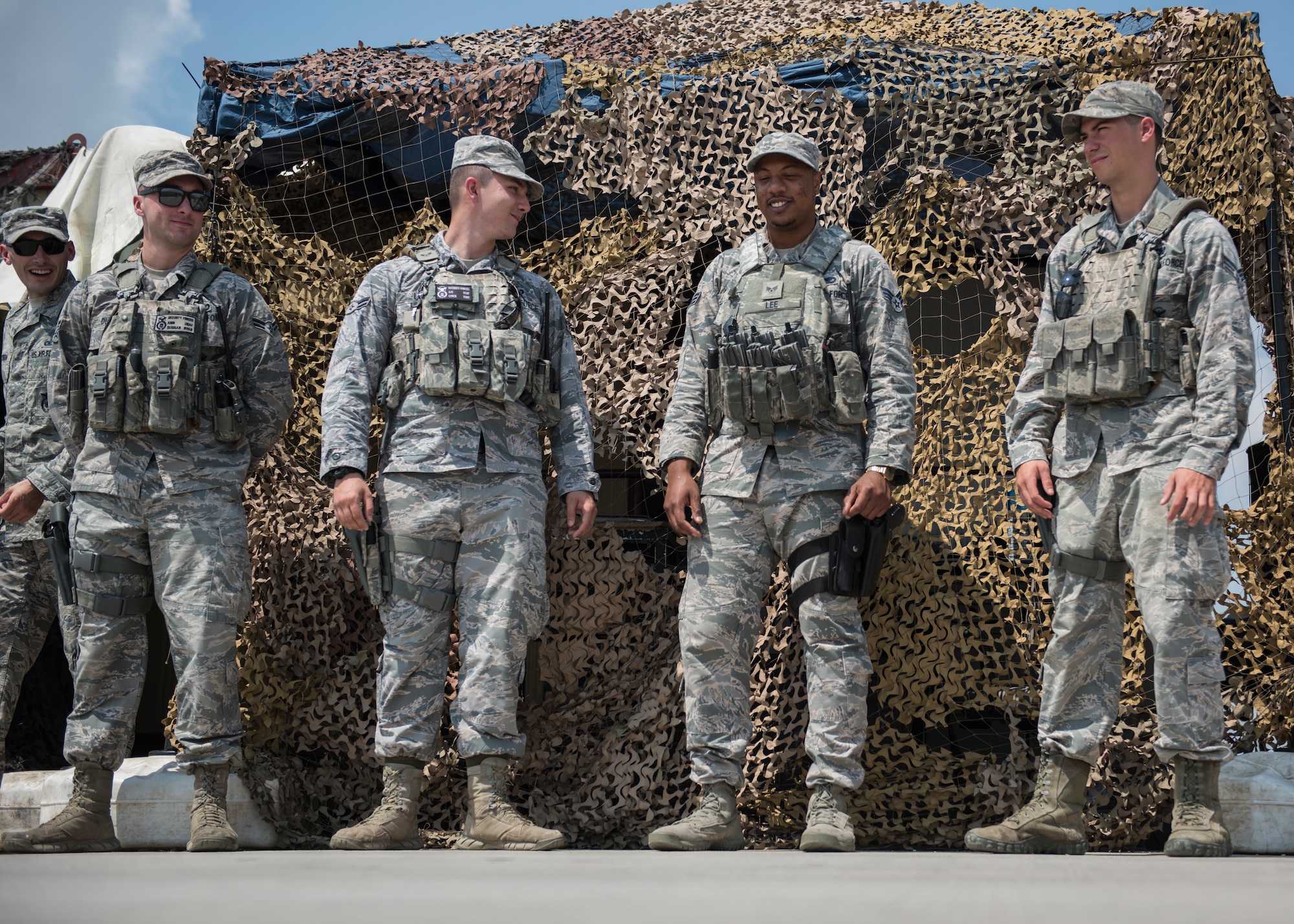 IU.S. Air Force 39th Security Forces Squadron contingency members guard a flight line access point at Incirlik Air Base, Turkey, June 21, 2018.