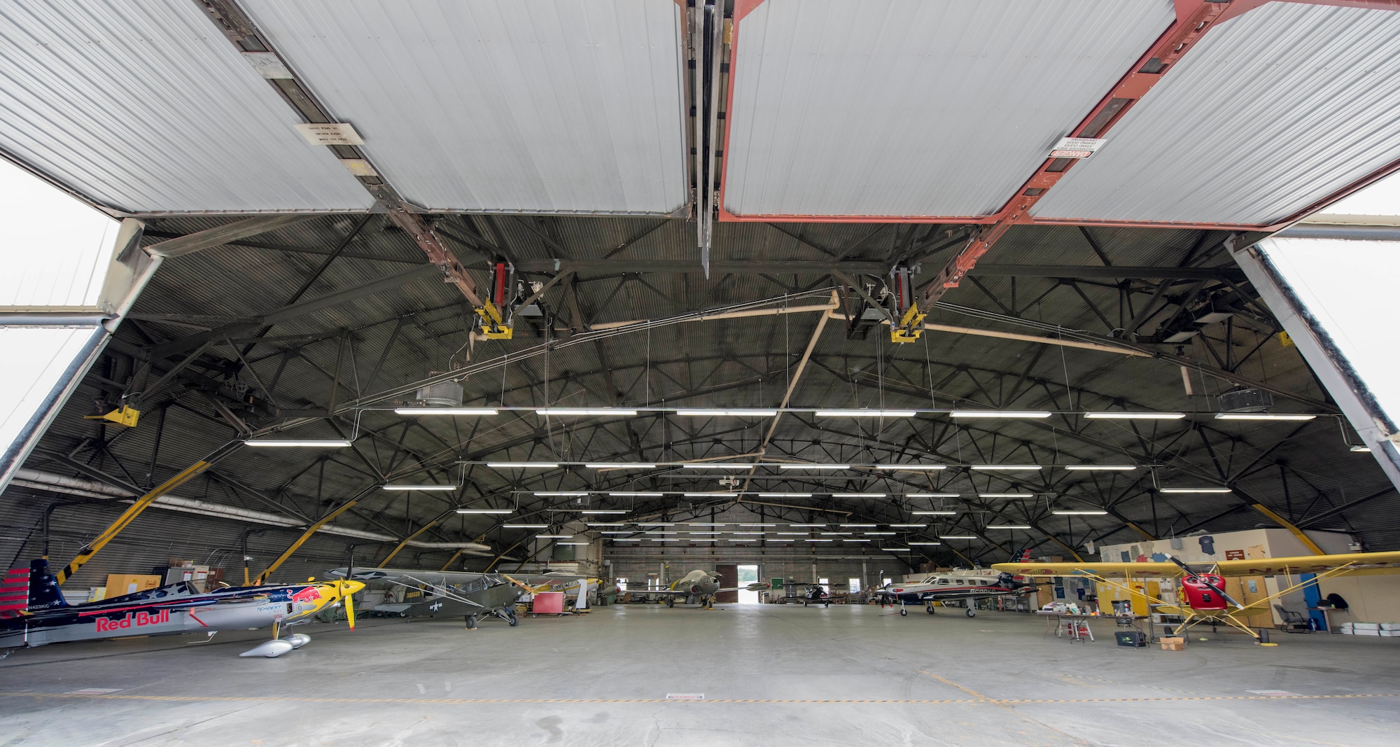 Elmendorf Aero Club General Aviation and privately owned airplanes are parked inside the clubs’ hangar at Joint Base Elmendorf-Richardson, Alaska, June 28, 2018. The club has more than 15 rentable spaces available outside and five inside for personal aircraft storage.