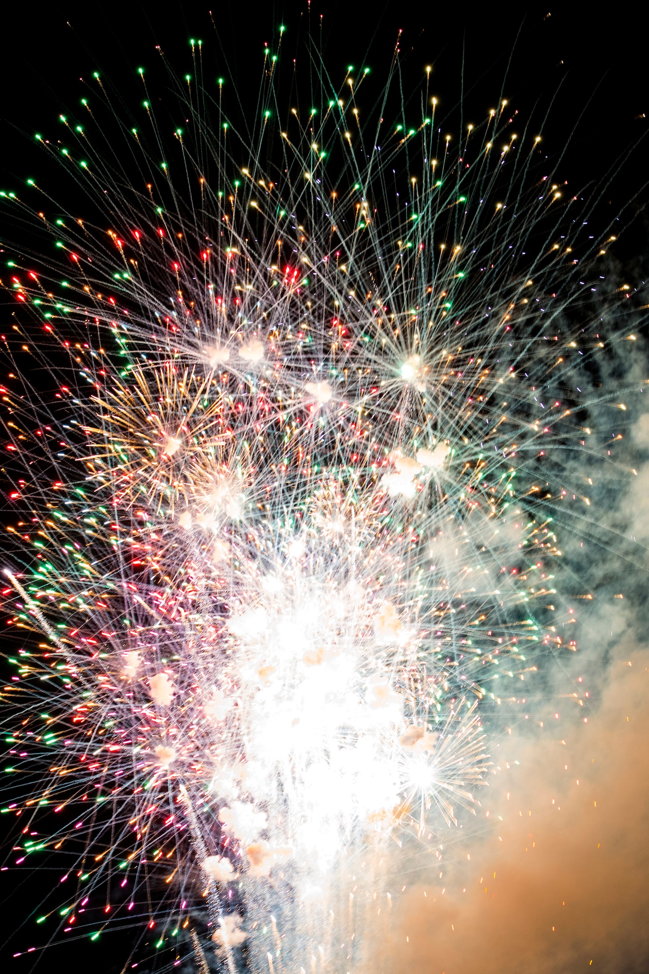 A fireworks show marks conclusion of the Patriot Festival, July 3, 2018, at Moody Air Force Base, Ga. Team Moody hosted the free event to allow Airmen and their families an opportunity to take some time away from the mission and enjoy a Fourth of July experience. The event consisted of live music, food trucks, family fun and a firework show. (U.S. Air Force photo by Airman 1st Class Erick Requadt)