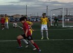 FORT BLISS, Texas - Brazil takes on South Korea in the gold medal game of the 2018 Conseil International du Sport Militaire (CISM) World Military Women's Football Championship, July 3, 2018. Elite military soccer players from around the world squared off during the tournament to determine who were the best women soccer players among the international militaries participating. (U.S. Navy photo by Mass Communication Specialist 2nd Class Christopher Hurd/Released)