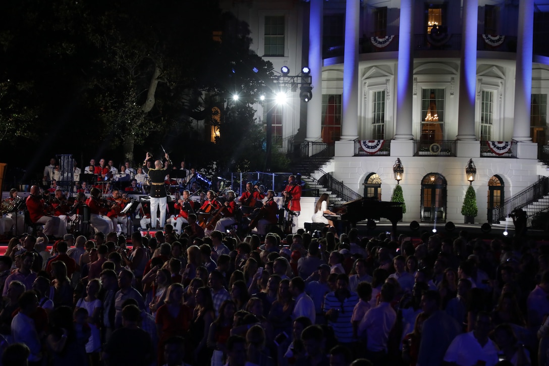 On July 4, 2018, the Marine Chamber Orchestra performed for the Fourth of July at the White House program featured live on the Hallmark Channel. (U.S. Marine Corps photo by Master Sgt. Simmons/released)