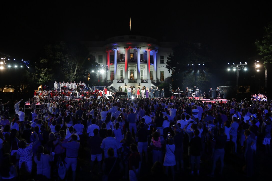 On July 4, 2018, the Marine Chamber Orchestra performed for the Fourth of July at the White House program featured live on the Hallmark Channel. (U.S. Marine Corps photo by Master Sgt. Simmons/released)