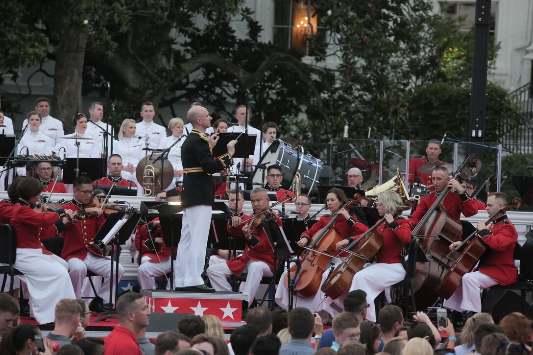 On July 4, 2018, the Marine Chamber Orchestra performed for the Fourth of July at the White House program featured live on the Hallmark Channel. (U.S. Marine Corps photo by Master Sgt. Simmons/released)