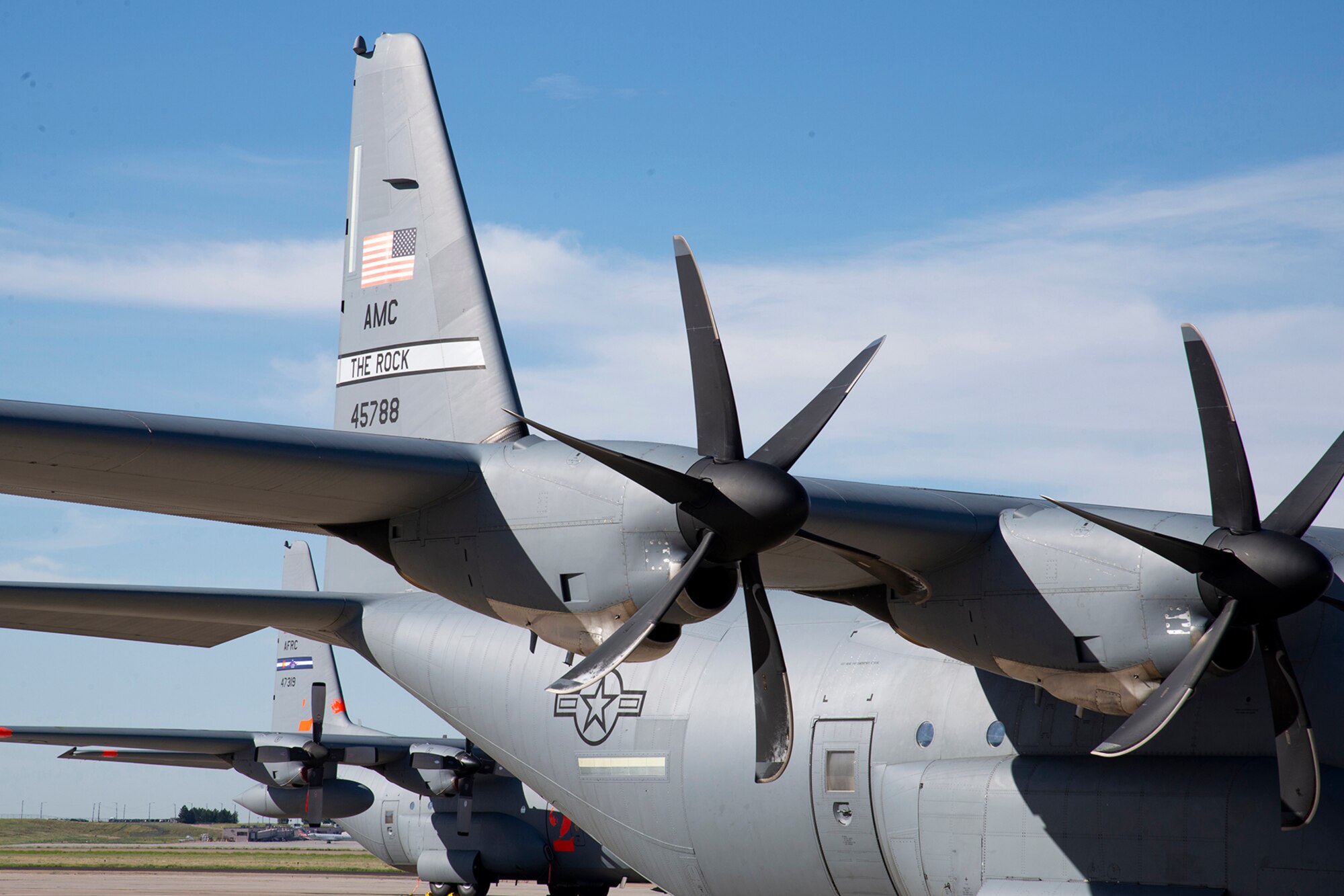A C-130J Super Hercules aircraft from Little Rock Air Force Base, Ark., sits on the ramp at Peterson Air Force Base, Colorado, June 23, 2018.