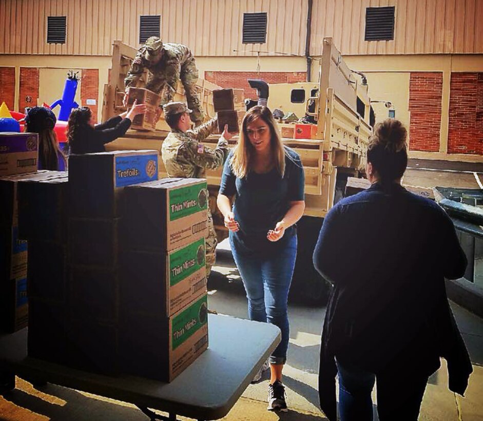 The Defense Supply Center Columbus Morale, Welfare and Recreation’s 2018 Operation Cookie Drop distributed nearly 800 cases of cookies donated by the Girl Scouts of Ohio's Heartland to more than 3,100 service members from 19 units in Central Ohio.