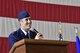 Maj. Michael Tolzien, 58th Special Operations Wing, speaks to the audience after receiving the Distinguished Flying Cross at a ceremony July 6 at Kirtland Air Force Base.
