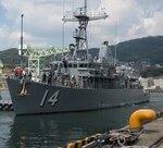 SASEBO, Japan (Mar. 17, 2017) Avenger-class mine countermeasures ship USS Chief (MCM 14) departs Commander, U.S. Fleet Activities Sasebo Mar. 17, 2017. Avenger-class ships are designed as mine sweepers/hunter-killers capable of finding, classifying and destroying moored and bottom mines