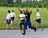 Airmen from all squadrons participate in the 325th Fighter Wing sports day July 3, 2018 at Tyndall Air Force Base, Fla. The sports day was designated as an opportunity for Airmen to work on their team building and Comprehensive Airmen Fitness. The day started out with a 5K run and continued with organized sporting events. (U.S. Air Force photo by Senior Airman Cody R. Miller/Released)