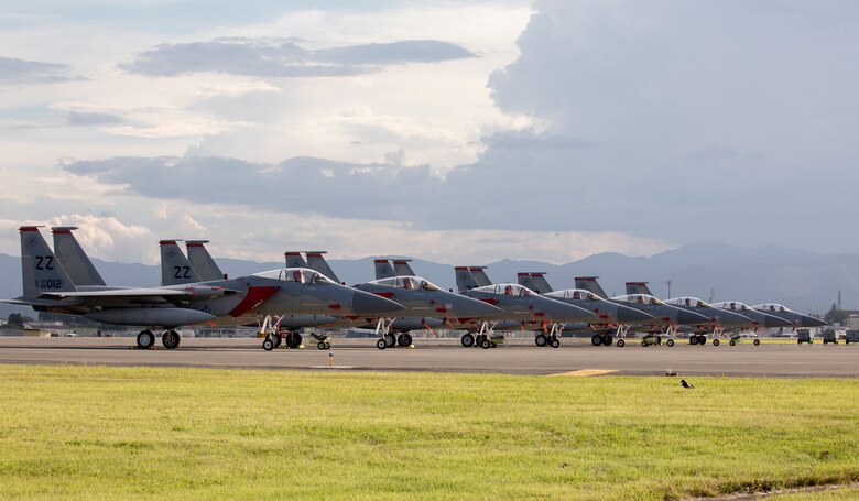 Eight U.S. Air Force F-15 Eagles from Kadena Air Base
