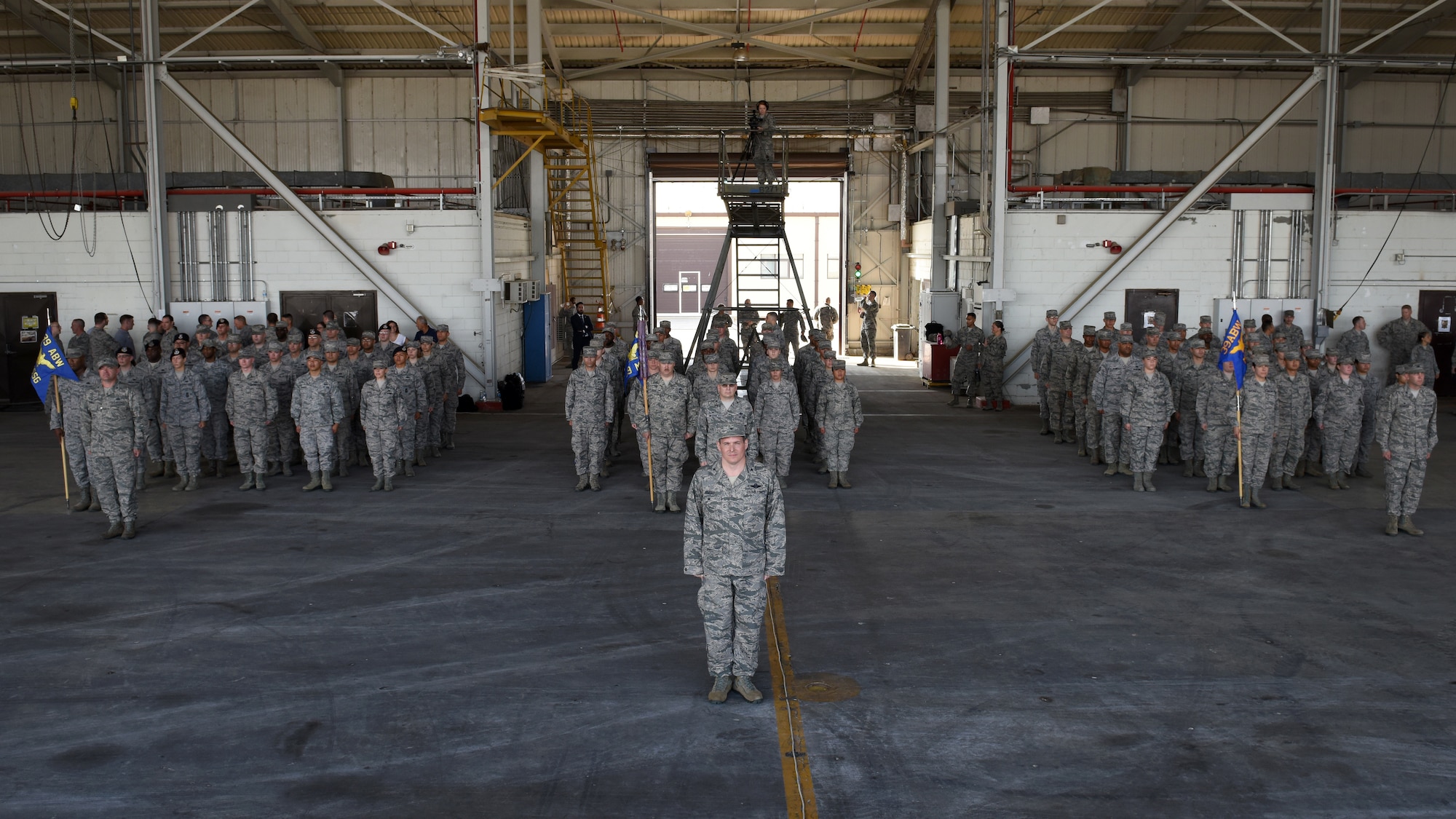 Members of the 39th Air Base Wing stand in formation during a change of command at Incirlik Air Base, Turkey, July 10, 2018.