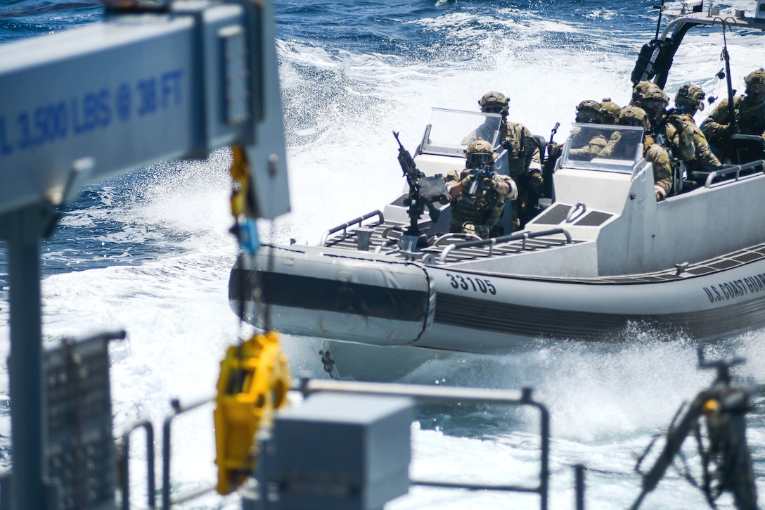 U.S. Coast Guard and Canadian sailors conduct maritime training.