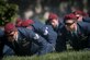 Guardian Angel Airmen perform memorial pushups following a funeral service for Capt. Mark Weber, July 9, 2018, at Arlington National Cemetery, Va. Weber, a 38th Rescue Squadron combat rescue officer and Texas native, was killed in an HH-60G Pave Hawk crash in Anbar Province, Iraq, March 15. Friends, family, and Guardian Angel Airmen traveled from across the U.S. to attend the ceremony and pay their final respects. (U.S. Air Force photo by Staff Sgt. Ryan Callaghan)