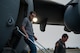 Matt Stevens, left, a U.S. Department of Agriculture airport biologist, and U.S. Air Force Capt. Sean Harte, 60th Air Mobility Wing Safety Office flight commander, go over C-17 Globemaster III pre-flight procedures before a safety familiarization flight at Travis Air Force Base, Calif., July 2, 2018. The flight allowed Stevens, who helps manage the Bird/Wildlife Aircraft Strike Program at Travis to get a firsthand view of what pilots see during training flights near the base. (U.S. Air Force photo by Master Sgt. Joey Swafford)