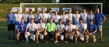 The U.S. Air Force Men’s Soccer Team pose for a group photo following the final match of the 2018 Armed Forces Men's Soccer Championship, at Hedrick Stadium on Fort Bragg, N.C.