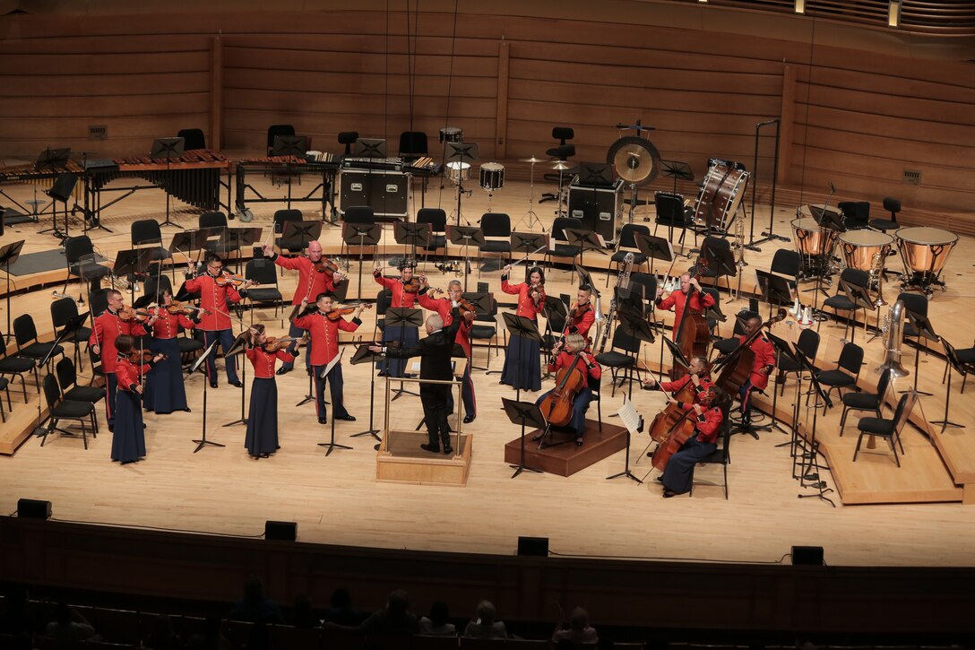 On July 10, 2018 the Marine Band celebrated its 220th anniversary with a special performance featuring guest conductor, piano soloist, and composer Bramwell Tovey at The Music Center at Strathmore in North Bethesda, Md. (U.S. Marine Corps photo by Master Sgt. Kristin duBois/released)
