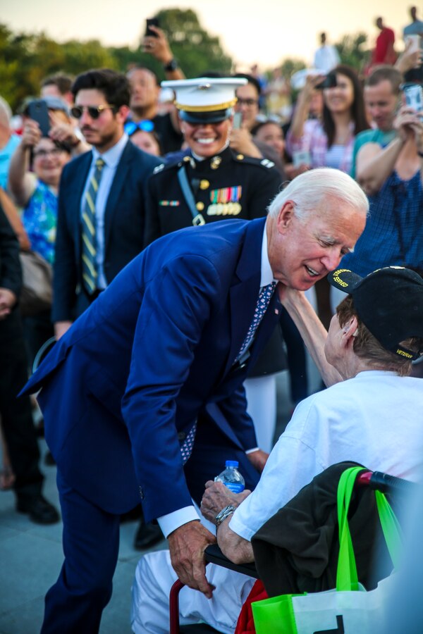 Marines with “The Commandant’s Own,” U.S. Marine Drum & Bugle Corps play a musical ballad during a Tuesday Sunset Parade at the Lincoln Memorial, Washington D.C., July 10, 2018. The guest of honor for the parade was the former Vice President of the U.S., Joe Biden, and the hosting official was the Staff Judge Advocate to the Commandant of the Marine Corps, Maj. Gen. John R. Ewers Jr. (Official Marine Corps photo by LCpl Bourgeois/Released)