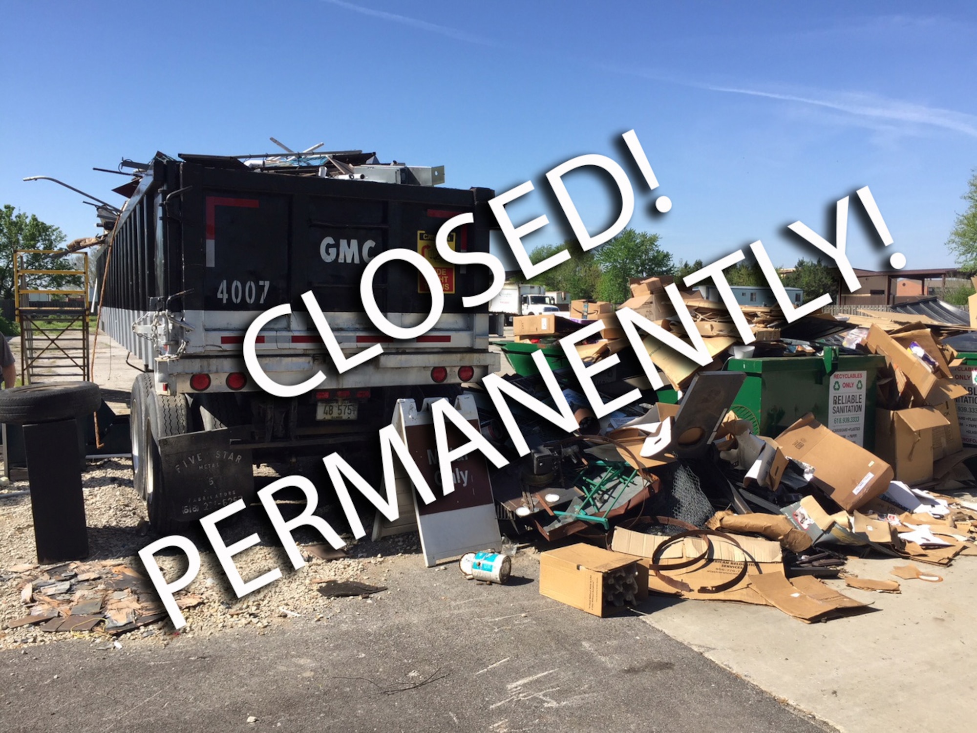 The Scott AFB Recycling Center is now closed permanently.