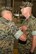U.S. Marine Corps Col. Bret Ritterby, Marine Aviation Training and Support Group 22 commanding officer, pins a Meritorious Service Medal onto Maj. Andrew Armstrong, Marine Corps Detachment Goodfellow outgoing commanding officer, during the Marine Corps Detachment Goodfellow Change of Command at the Louis F. Garland Department of Defense Fire Academy on Goodfellow Air Force Base, Texas, July 10, 2018. The change of command is a transfer of total responsibility, authority and accountability from one Marine to another. (U.S. Air Force photo by Staff Sgt. Joshua Edwards/Released)