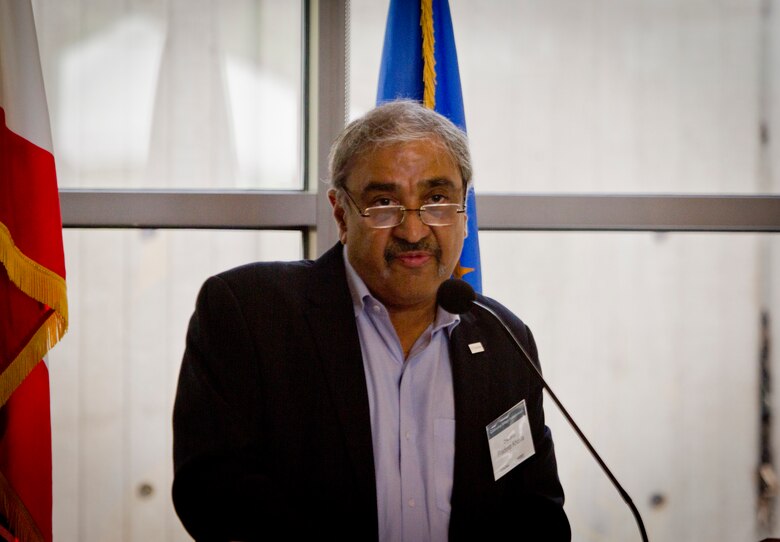 Pradeep Khosla, Chancellor of UC San Diego, gives his remarks to the graduating class during the ceremony Monday, June 4, 2018, at the Ida and Cecil Green Faculty Club aboard UC San Diego. The graduating class consisted of service members and veterans. The course was taught in partnership with SmartMoney Veterans and is designed to help transitioning service members and veterans leverage the skills they already have and translate those skills into launching businisses and creating successful civilian careers. (U.S. Marine Corps photo by Lance Cpl. Hanna Powell)